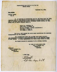 Special Orders No. 12 Extract, Headquarters Base Hospital No. 15, Casual Bureau, op bevel van Rolfe Floyd, 26 september 1918